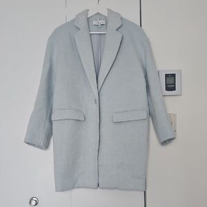 L'Academie Pale Blue Single-Button Wool-Blend Trench Coat